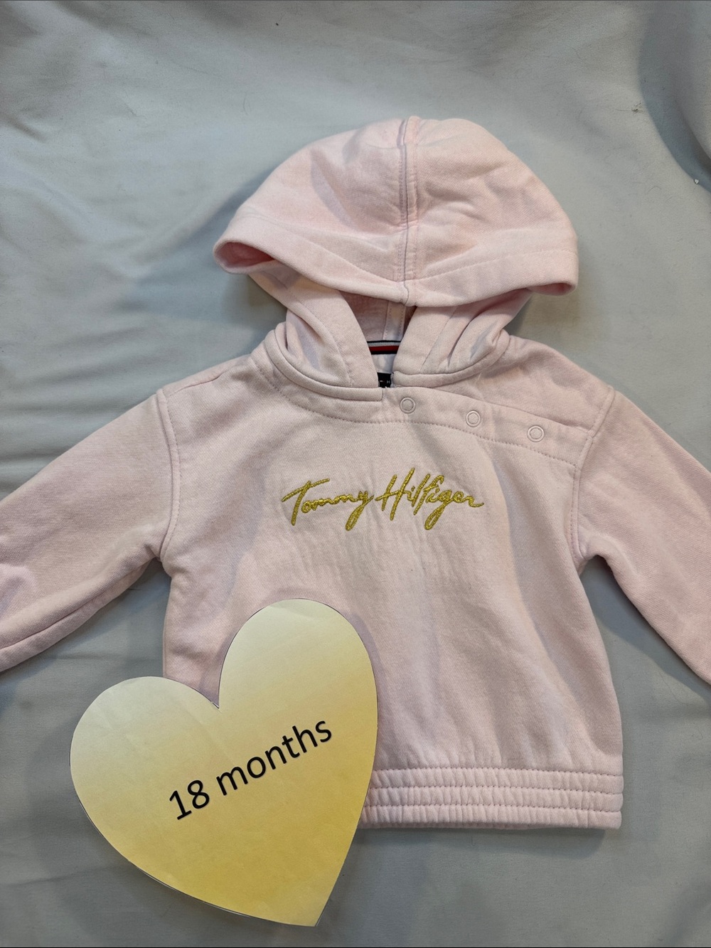 Tommy Hilfiger Pale Pink Hoodie with Gold Script Logo